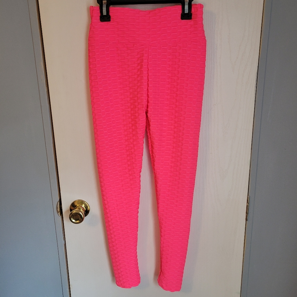 Hot Pink Butt-Enhancing Ruched Leggings